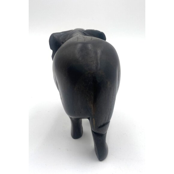 Hand-Carved African Ebony Wood Elephant Figurine 4”x4” - Picture 2 of 6